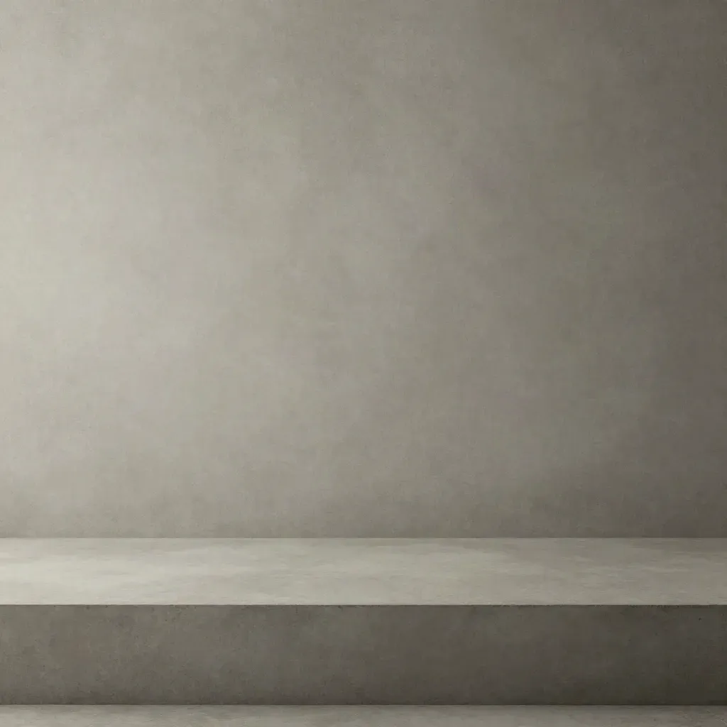 Matte plaster and pale concrete gradient backdrop with soft grey light for pricing copy.